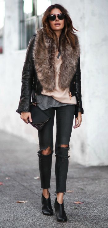 Fur Collar Coat Outfit Ideas