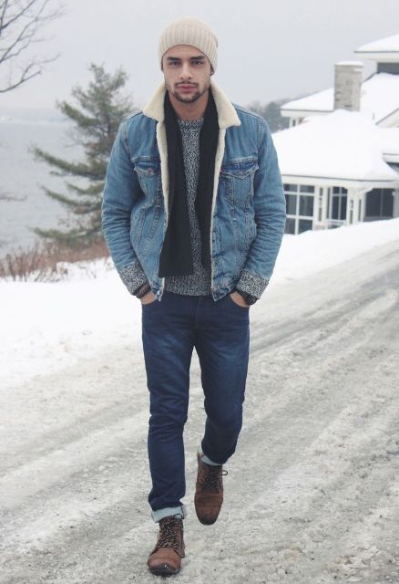 20 Fur Collar Denim Jacket Outfits For Men - Styleoholic