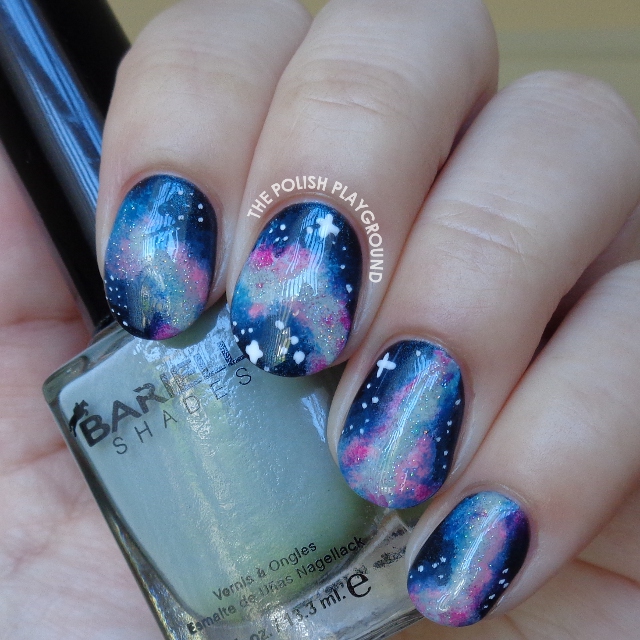 The Polish Playground: Blue and Pink Galaxy Inspired Nail Art