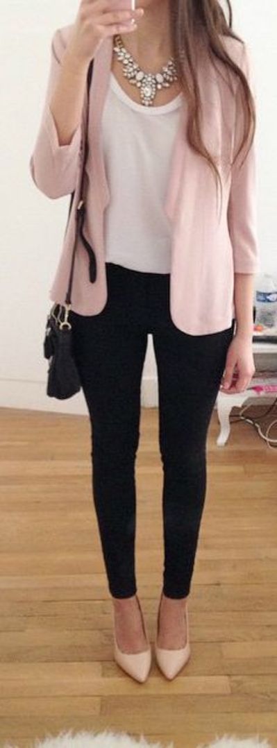 this one is my favotire summer outfit for work pale pink jacket look