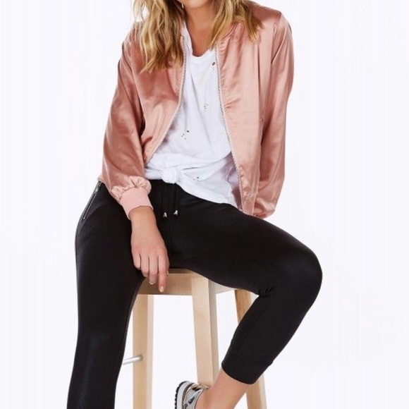 Necessary Clothing Jackets & Coats | Light Pink Silk Bomber Jacket