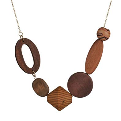 Amazon.com: SIVITE Vintage Geometric Wood Beads Necklace Ethnic