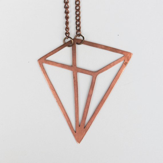 Geometric Copper Necklace Pyramid | Etsy
