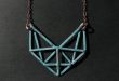 Copper Geometric Necklace - Art Deco Revival Necklace - Crossbeam