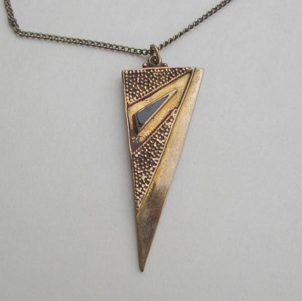 Art Deco Copper Pendant Necklace Geometric Triangles Vintage
