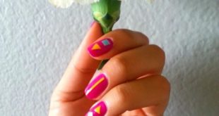 Colorful DIY Geometric Nail Art With Contact Paper - Styleoholic