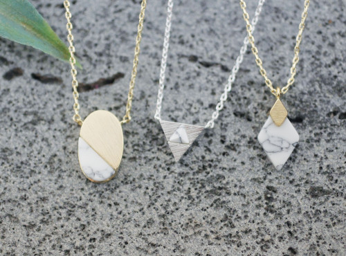 Various Figure geometry White Howlite Necklace,Geometric necklace