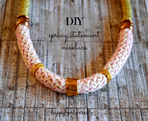 Girlish DIY Gold And Pink Statement Necklace - Styleoholic