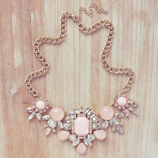 pretty pink statement necklace. | Diamonds are a girls best friend