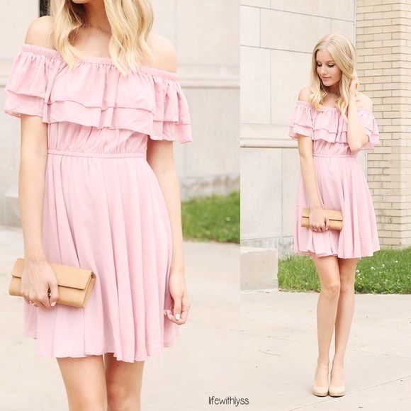Endless Off-shoulder Dress in Pastel Pink NWT Elastic off-shoulder
