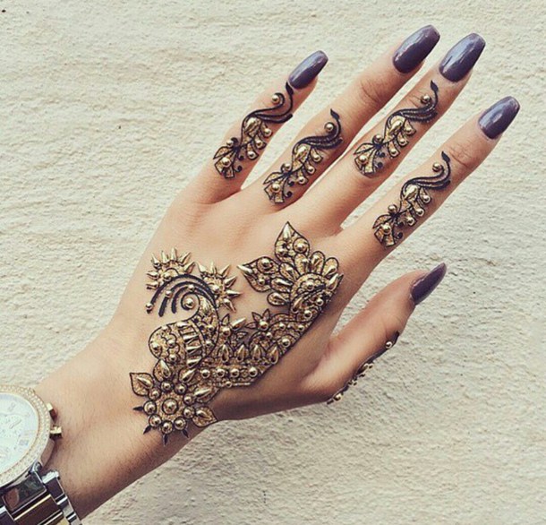 Gold and silver henna tattoo - Henna Beauty