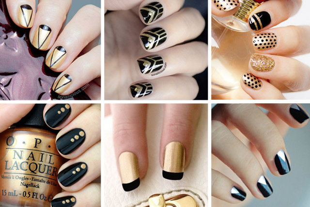 10 Party Perfect Black and Gold Nail Designs