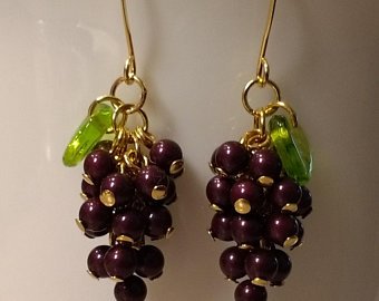 Grape vine cluster earrings antique silver | Etsy