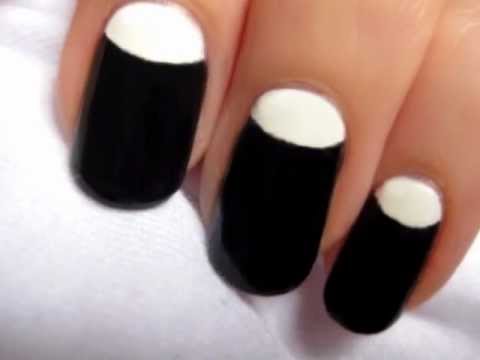 Half Moon Manicure Nail Art - YouTube