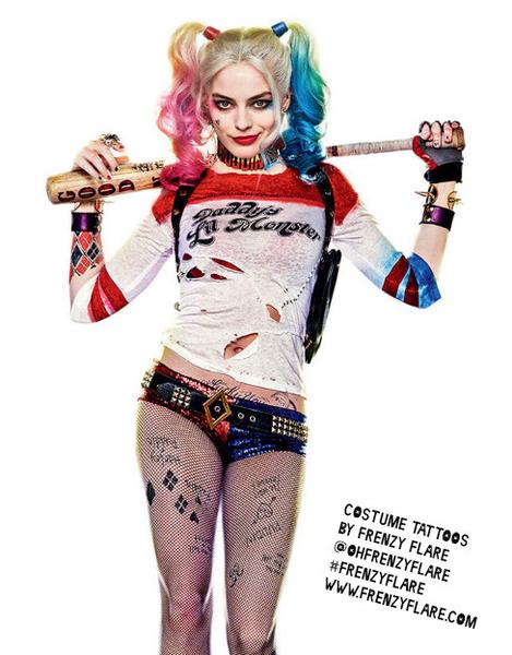 Harley Quinn Temporary Tattoos Suicide Squad Costume Halloween or