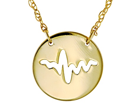 10k Yellow Gold Mini Cut Heartbeat Necklace 16 inch - AU023 | JTV.com