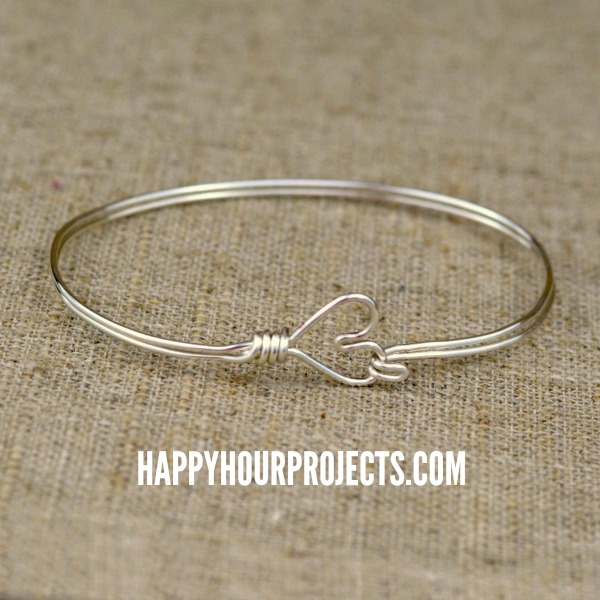 DIY Heart Clasp Wire Wrapped Bangle Bracelet - Happy Hour Projects