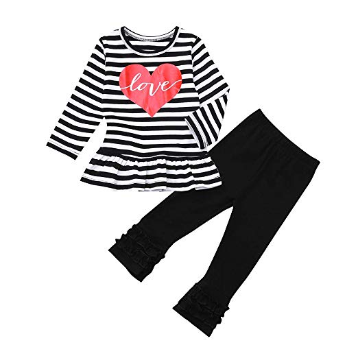 Amazon.com: Jchen Baby Kids Little Girl Heart Print Long Sleeve Tops