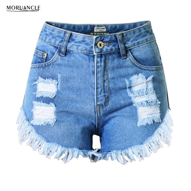 MORUANCLE New Fashion Womens Hot Ripped Jeans Shorts Female High