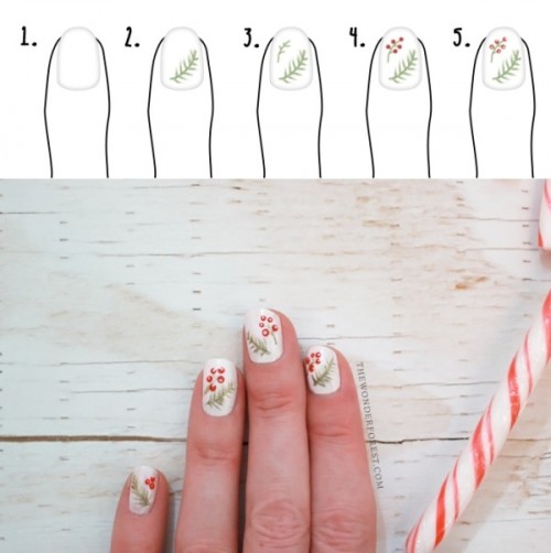 Cool DIY Holiday Nail Art With Spruce And Berries - Styleoholic