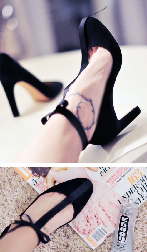 DIY Holiday Shoes With T-Straps And Ankle Bows - Styleoholic