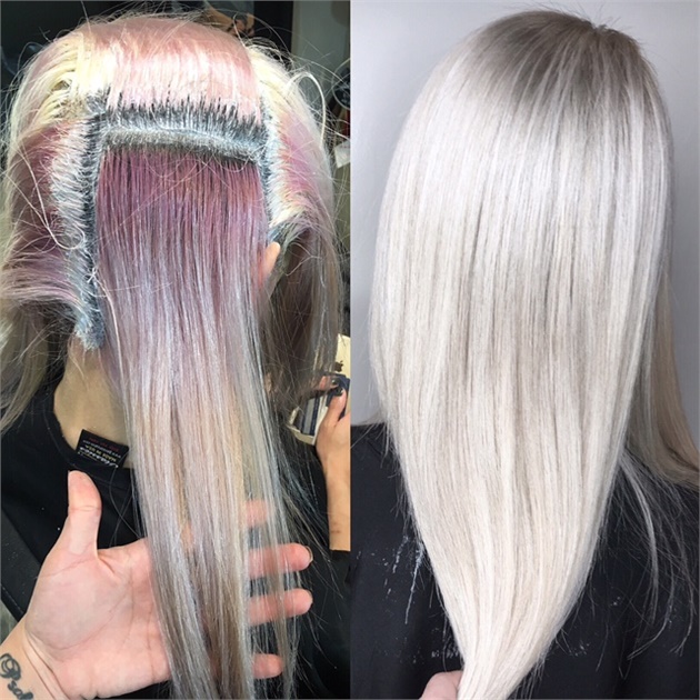 COLOR CORRECTION: Old-Fashioned to Icy Level 10 Blonde - Hair Color