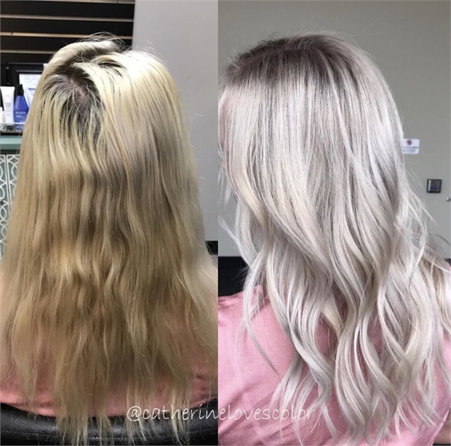 COLOR CORRECTION: Grown Out and Faded To Icy Blonde Melt - Hair