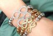 2019 Sideways Infinity Bracelets With Silver/Gold Beads Side Ways