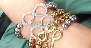 2019 Sideways Infinity Bracelets With Silver/Gold Beads Side Ways