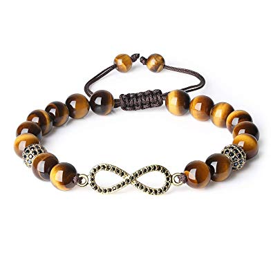 Amazon.com: COAI Mens Womens Tiger Eye Infinity Charm Bracelet Stone