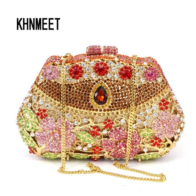 Golden Luxury crystal day clutches handcraft rhinestone evening bag
