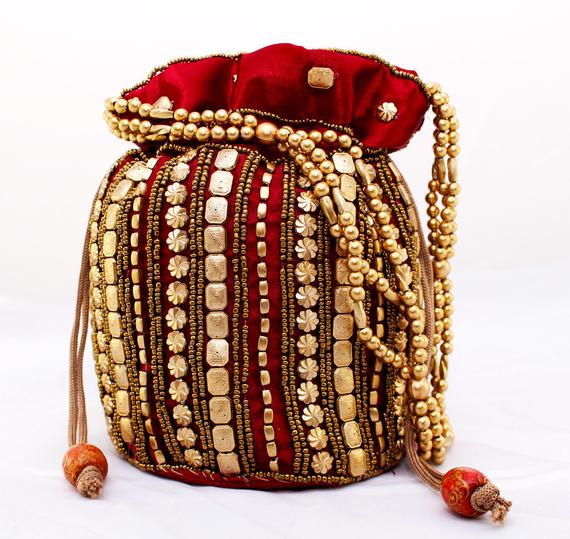 Gorgeous Red small beaded purse handbag women PurseGold | Etsy