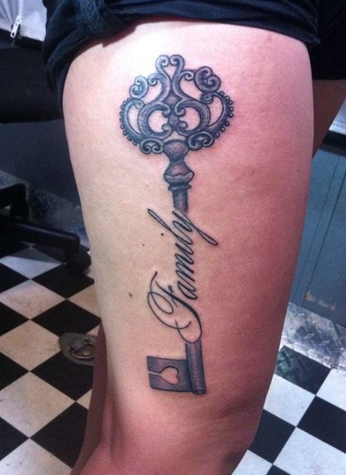 Amazing Female Leg Key Tattoo | Tattoos | Key tattoos, Tattoos, Key