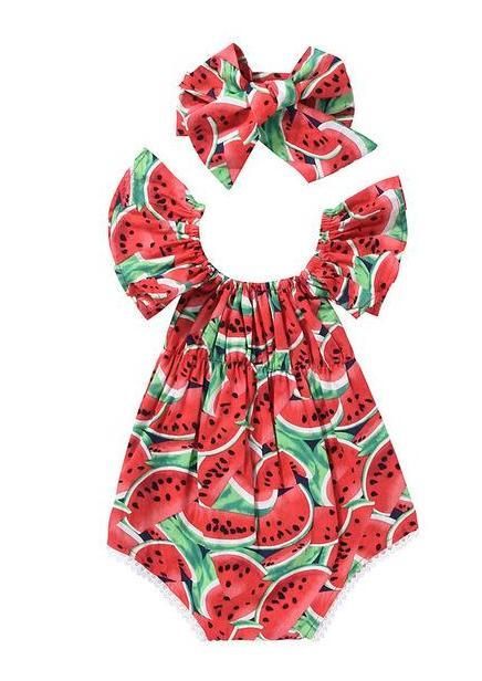 Watermelon Baby Girl Summer Romper | Baby Girl | Baby, Watermelon