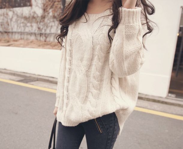 sweater, clothes, big, off-white, cute, tumblr, knitted sweater