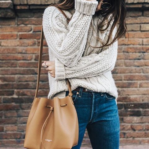 comfy cable knit sweater + blue jeans | skirttheceiling.com | Dress