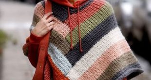 Picture Of Comfortable Knitted Ponchos For Autumn Days 9