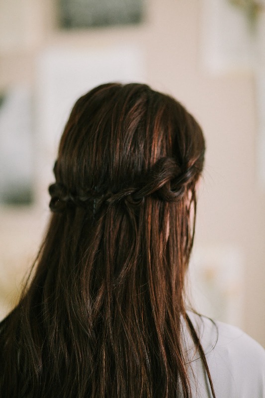 Picture Of simple yet fancy diy knotted crown hairstyle 2