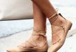 Shoes | Nude Lace Up Ballet Flats | Poshmark