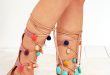 Mia Reanna - Tan Sandals - Pompom Sandals - Lace-Up Sandals - $89.00