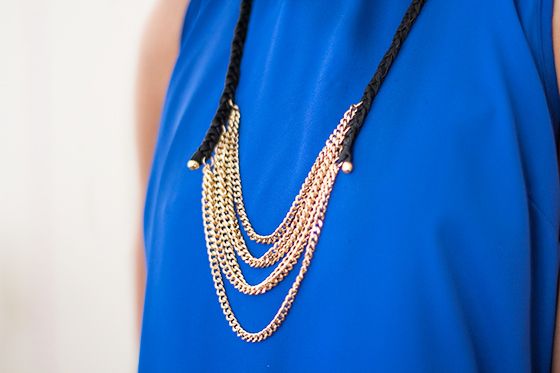 DIY Layered Chain & Braided Leather Necklace | HIGH on DIY