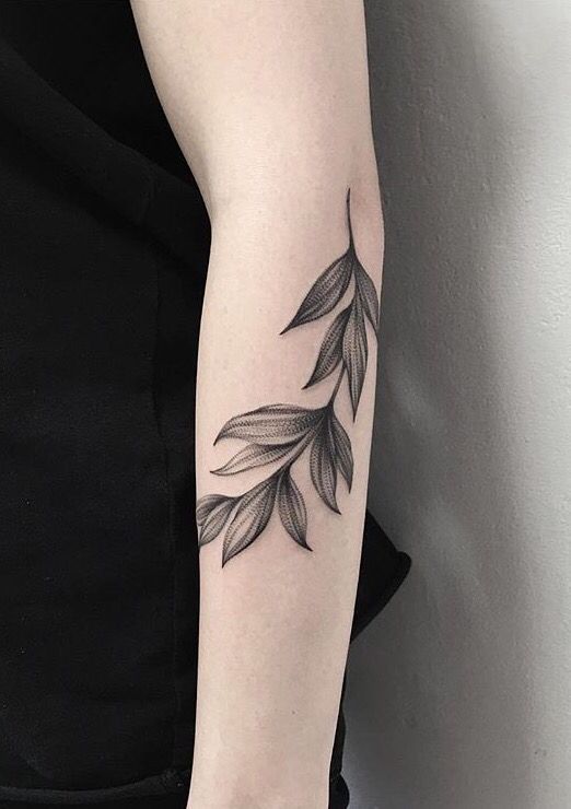 Minimalist black leaves tattoo. | Luna | Pinterest | Leaf tattoos