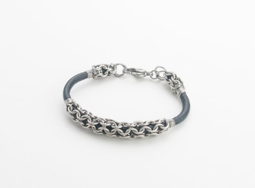 Chain Maille Embellished Leather Bracelet Tutorial - The Beading