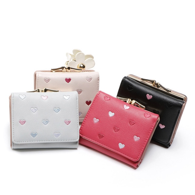 2018 Lovely Coin Purse Heart Pattern Clutch Womens Wallets And