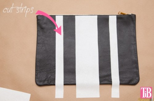 Striped DIY Leather Clutch With A Heart Pattern - Styleoholic