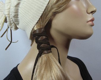 Leather ponytail | Etsy