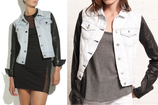 Several Fashion Update » Leather Sleeved Denim Jacket for Women
