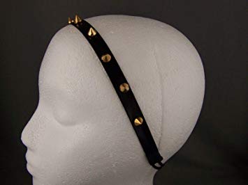 Amazon.com : Black Gold Faux Leather Spike Stud Headband Stretch