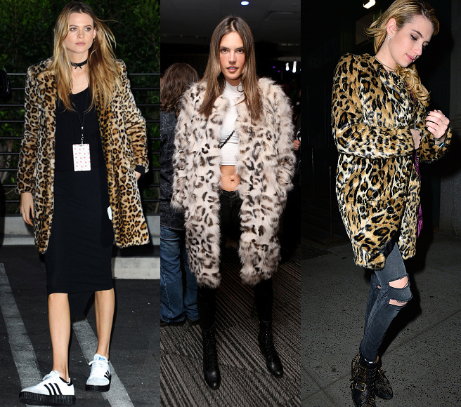 It-girls are still wearing leopard print faux fur coats this winter