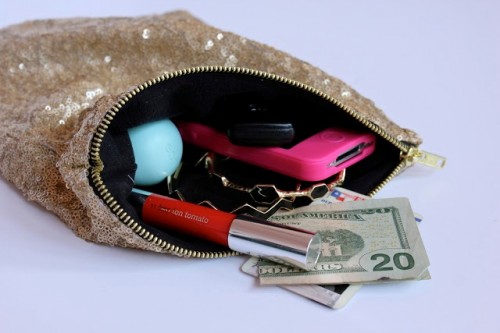 Stylish DIY Lined Sequin Clutch With Zipper - Styleoholic